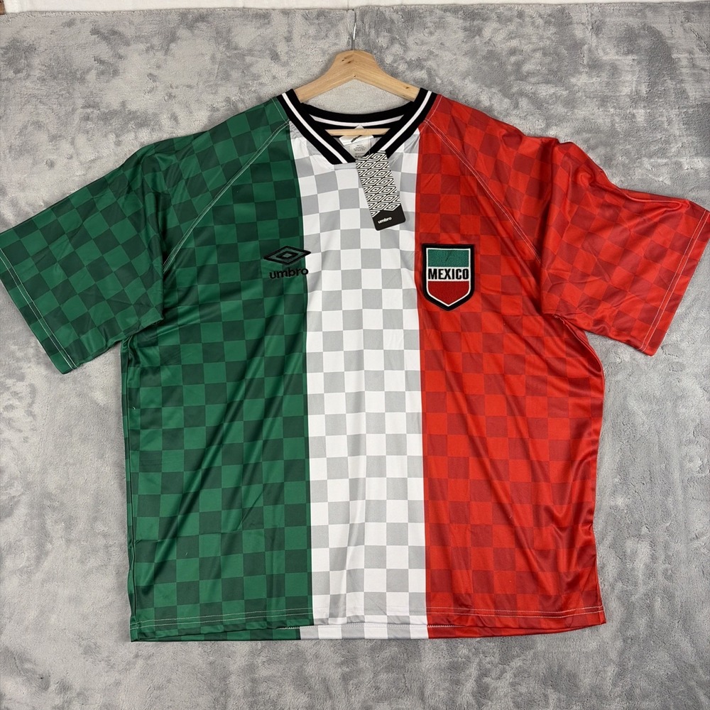 Umbro Mexico Tricolor Checkerboard Soccer Jersey - Green/White/Red